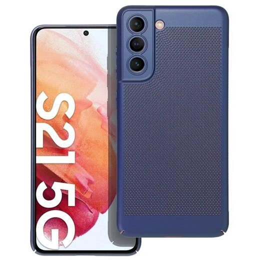 Gigapack Samsung Galaxy S21 FE (SM-G990) légáteresztő, lyukacsos műanyag tok sötétkék (GP-142632) (GP-142632)