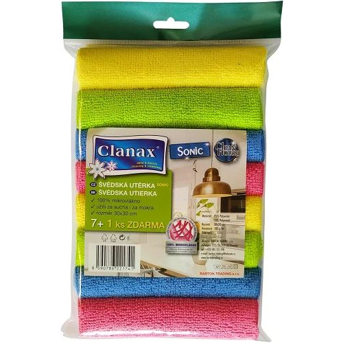 CLANAX Sonic mikroszálas törlőkendő 30x30 cm 8db (8590786221741) (8590786221741)