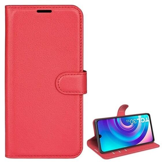 Gigapack TCL 30 4G bőr hatású prémium fliptok piros (GP-151030) (GP-151030)