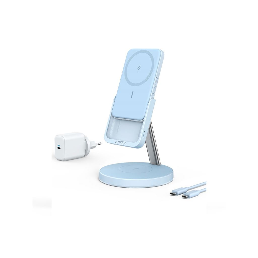 Anker PowerWave Mag-Go 2az1-ben Stand 5K töltő kék (B25A7331) (B25A7331)
