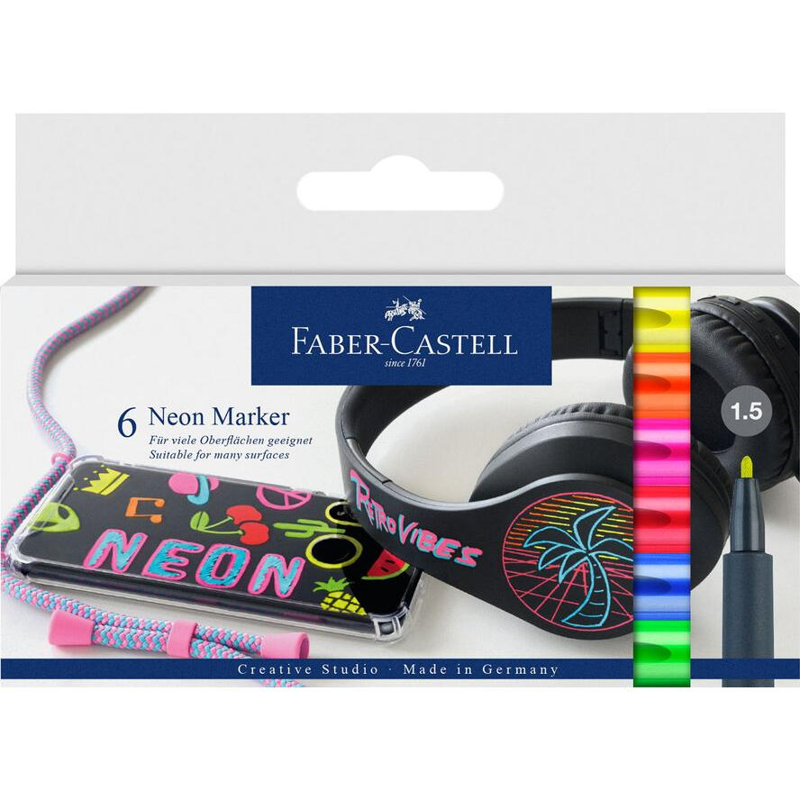 Faber-Castell Neon Marker Filctoll készlet - Vegyes színek (6 db / csomag) (160806)