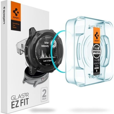 Spigen 266681 Glass tR EZ Fit Garmin Instinct 2X Solar 2 pack (AGL07593)