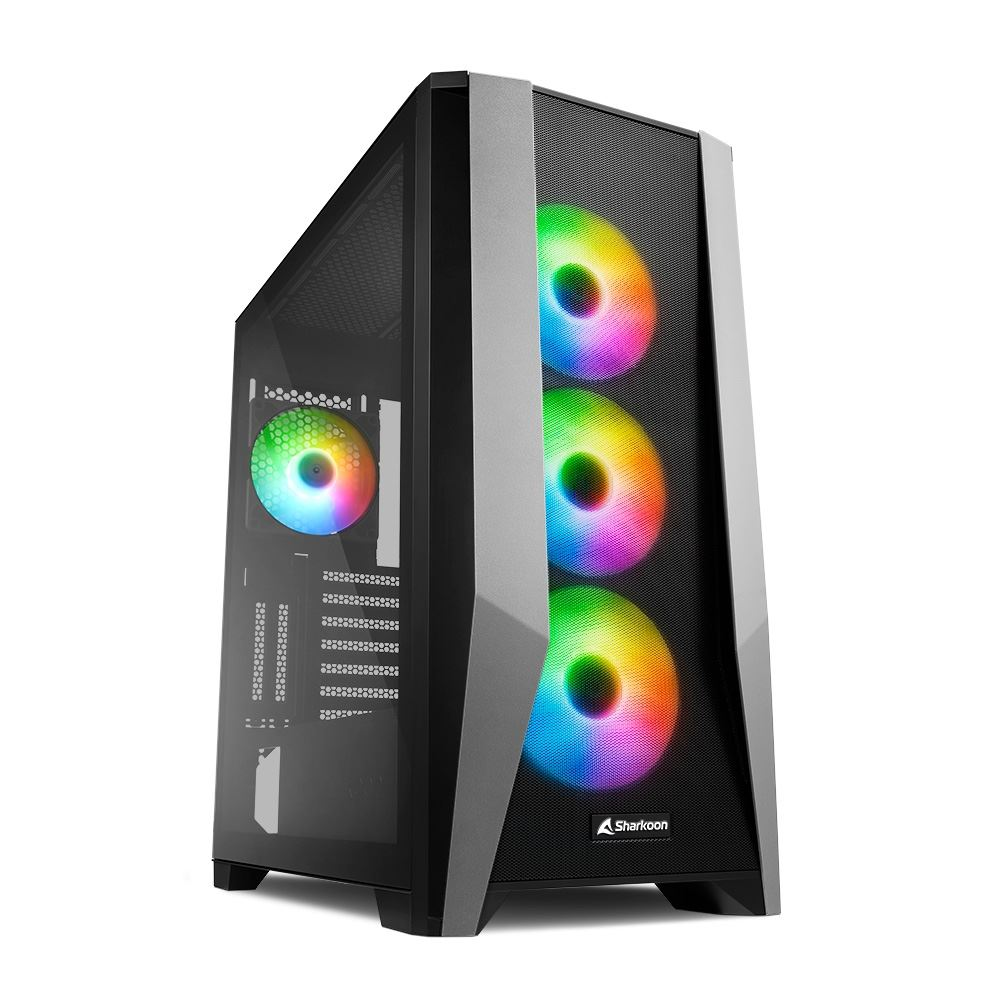 Sharkoon TG7M RGB táp nélküli ablakos ház fekete (4044951035069) (4044951035069)