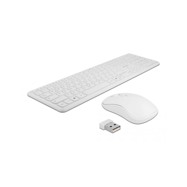 DELOCK USB Tastatur und Maus Set 2,4 GHz kabellos weiß