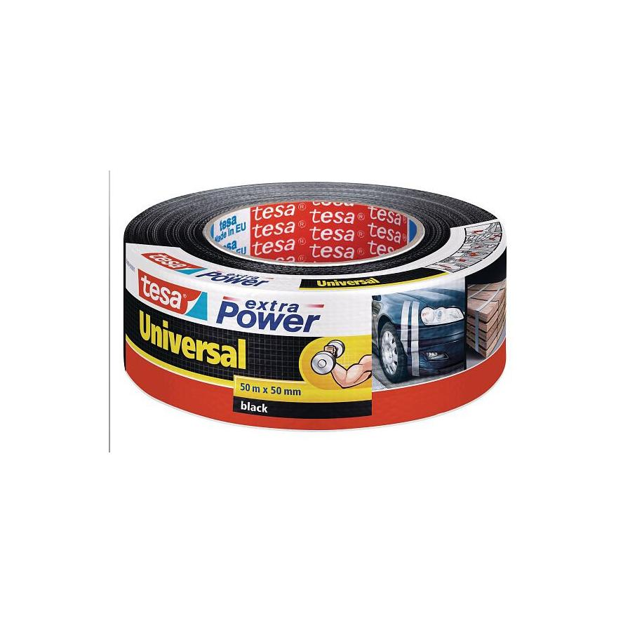 Szövet ragasztószalag tesa® Extra Power Fekete (H x Sz) 50 m x 50 mm tesa 56389-00001-05 50 m (56389-00001-05)