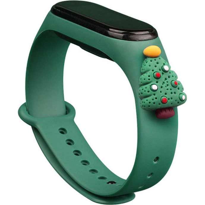 Karácsonyi Csereszíj Xiaomi Mi Band 4/Mi Band 3 Sötétzöld - Karácsonyf (9145576220788)