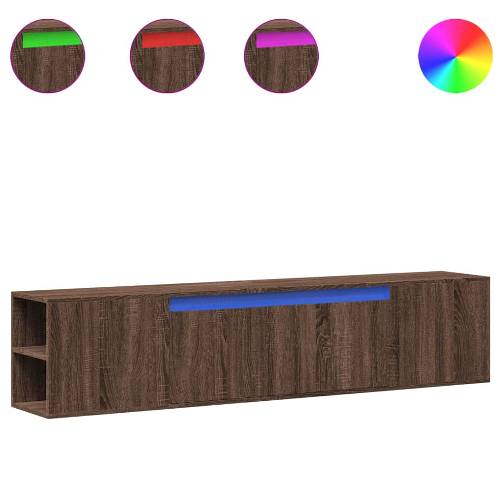 barna tölgy színű fali TV-szekrény LED-del 180 x 31 x 39,5 cm (3307960)