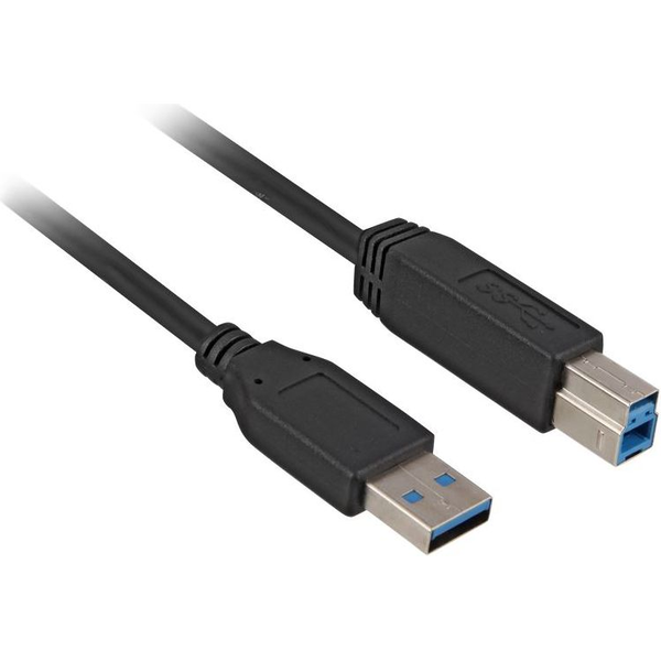 Sharkoon 5m, USB3.0-A/USB3.0-B USB kábel USB 3.2 Gen 1 (3.1 Gen 1) USB A USB B Fekete
