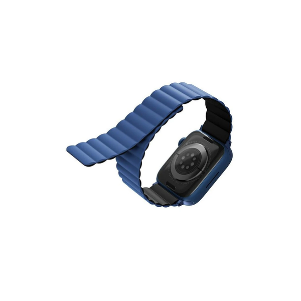 UNIQ Revix óraszíj Apple Watch Series 1-9/SE/SE2/SE3 készülékhez 38/40/41mm fordítható mágneses fekete-kék