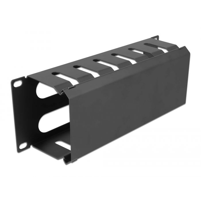 Delock 10” hálózati szekrényekhez kábelkezelő menetpanel nyílással, 1U fekete (66844) (delock66844)