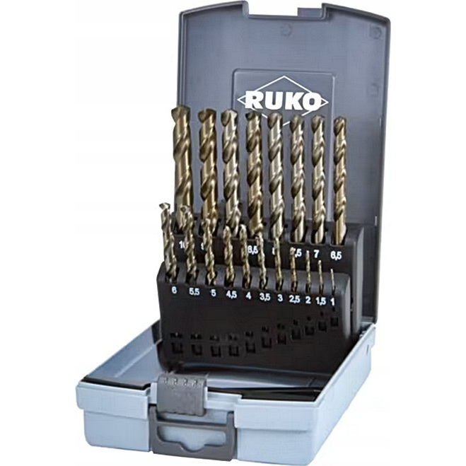 RUKO 215214RO HSSE-Co 5 Fém spirálfúró készlet 19 részes DIN 338 Hengeres befogószár 1 készlet ( )