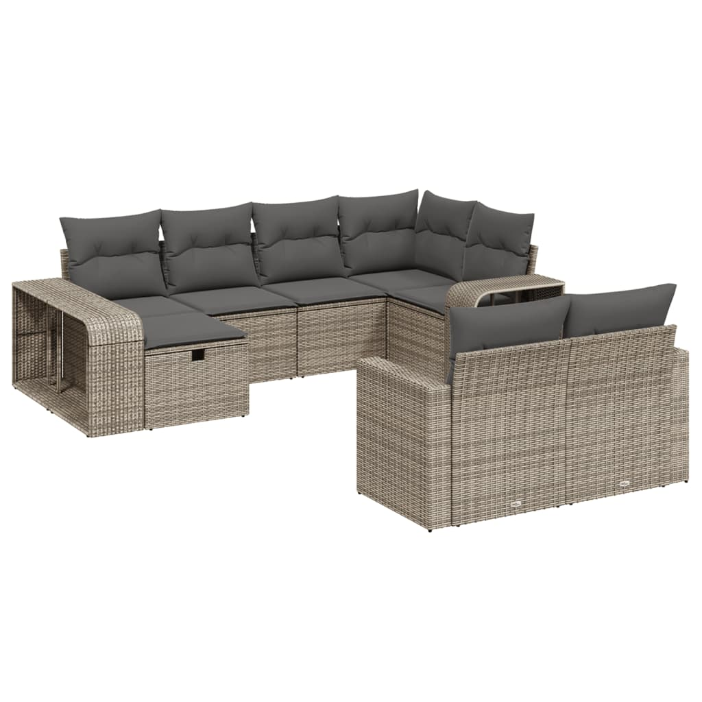 10 részes szürke polyrattan kerti ülőgarnitúra párnákkal (3266240)