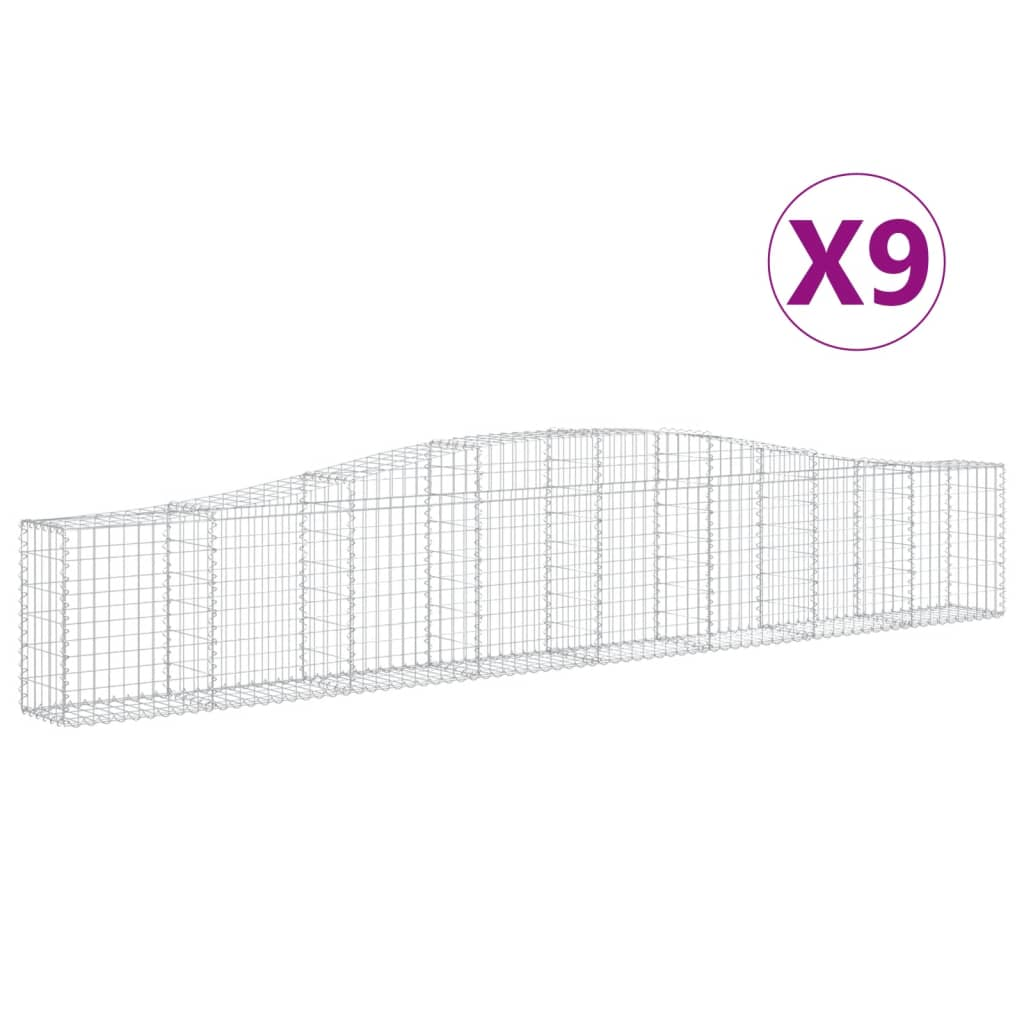 9 db íves horganyzott vas gabion kosár 400x30x60/80 cm (3145807)