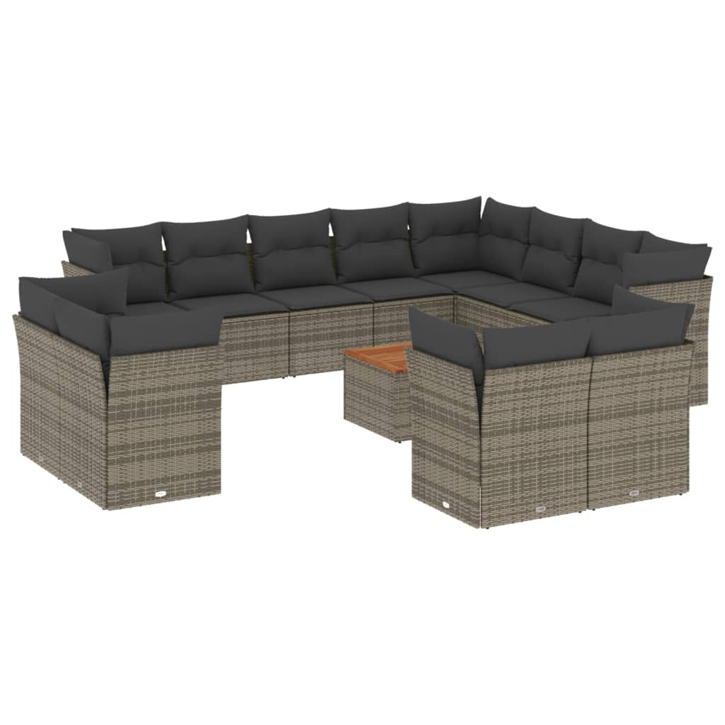 13 részes szürke polyrattan kerti ülőgarnitúra párnákkal (3256284)