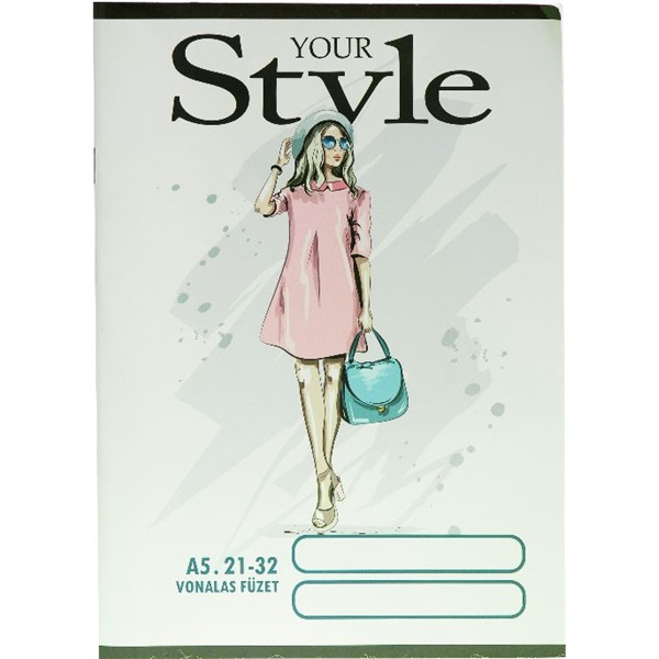 Design Style A5 vonalas 21-32 iskolai tűzött füzet (5999570820437)