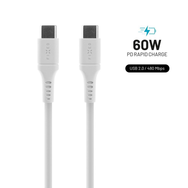 FIXED Nabíjecí a datový Liquid silicone kabel s konektory USB-C/USB-C a