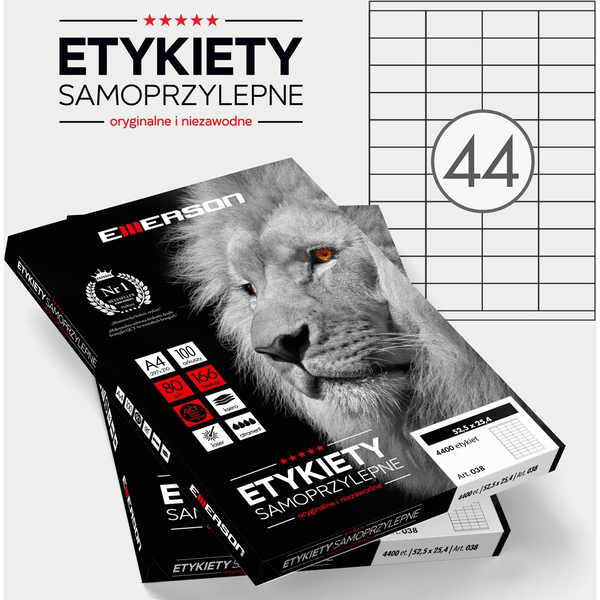  Emerson ETYK.EMERSON 52,5X25,4 100 art 038 ETYKIETA - eta4525x254w