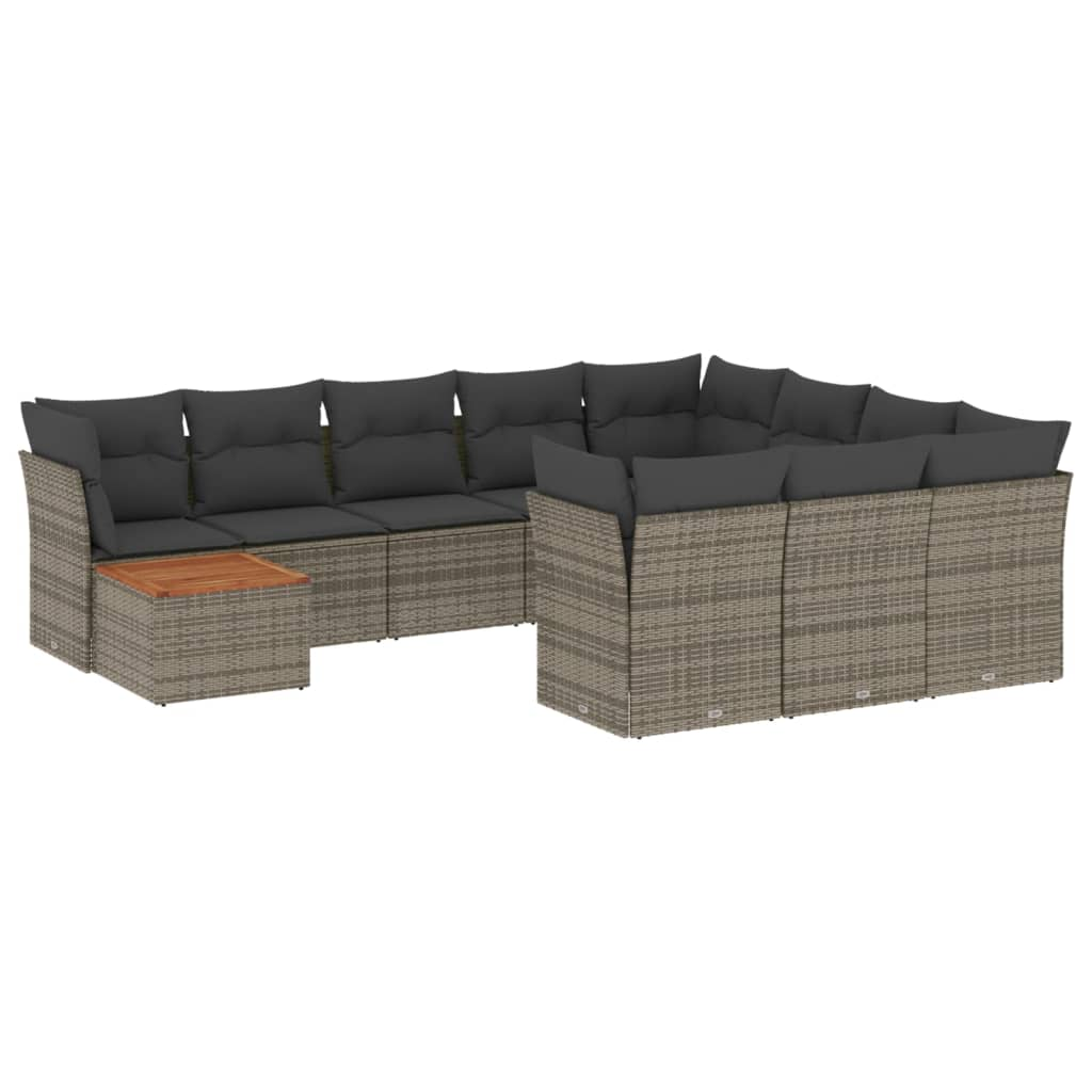 11 részes szürke polyrattan kerti ülőgarnitúra párnákkal (3223848)