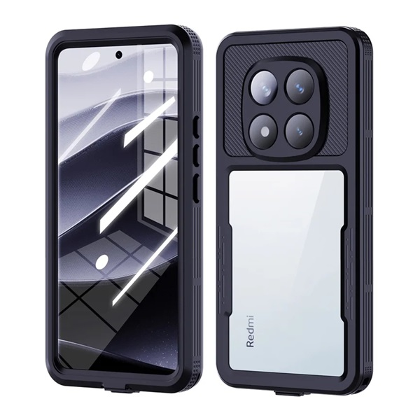 REDPEPPER vízhatlan/vízálló tok, AQUA (2 méterig, IP68, ütésállóság, légpárnás sarok + kézpánt) FEKETE Xiaomi Redmi Note 14 Pro 5G (GP-174489)