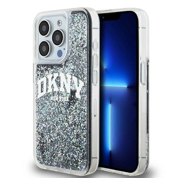 DKNY iPhone 13 / 13 Pro Arch LOGO Glitter műanyag Telefon tok - Fekete (DKHCP13LLBNAEK)