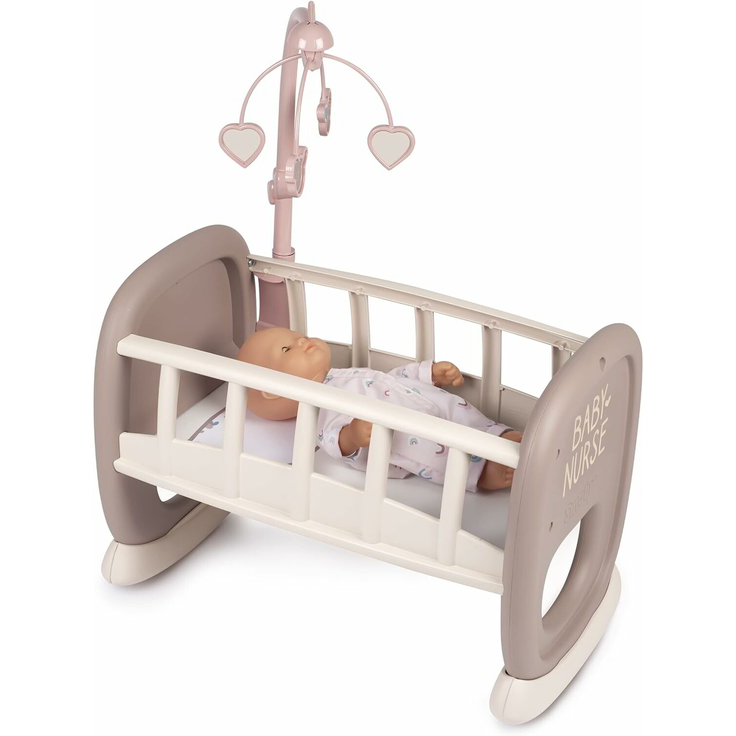 Smoby Baby Nurse: Bölcső kiságyforgóval - Pasztell (7600220372)