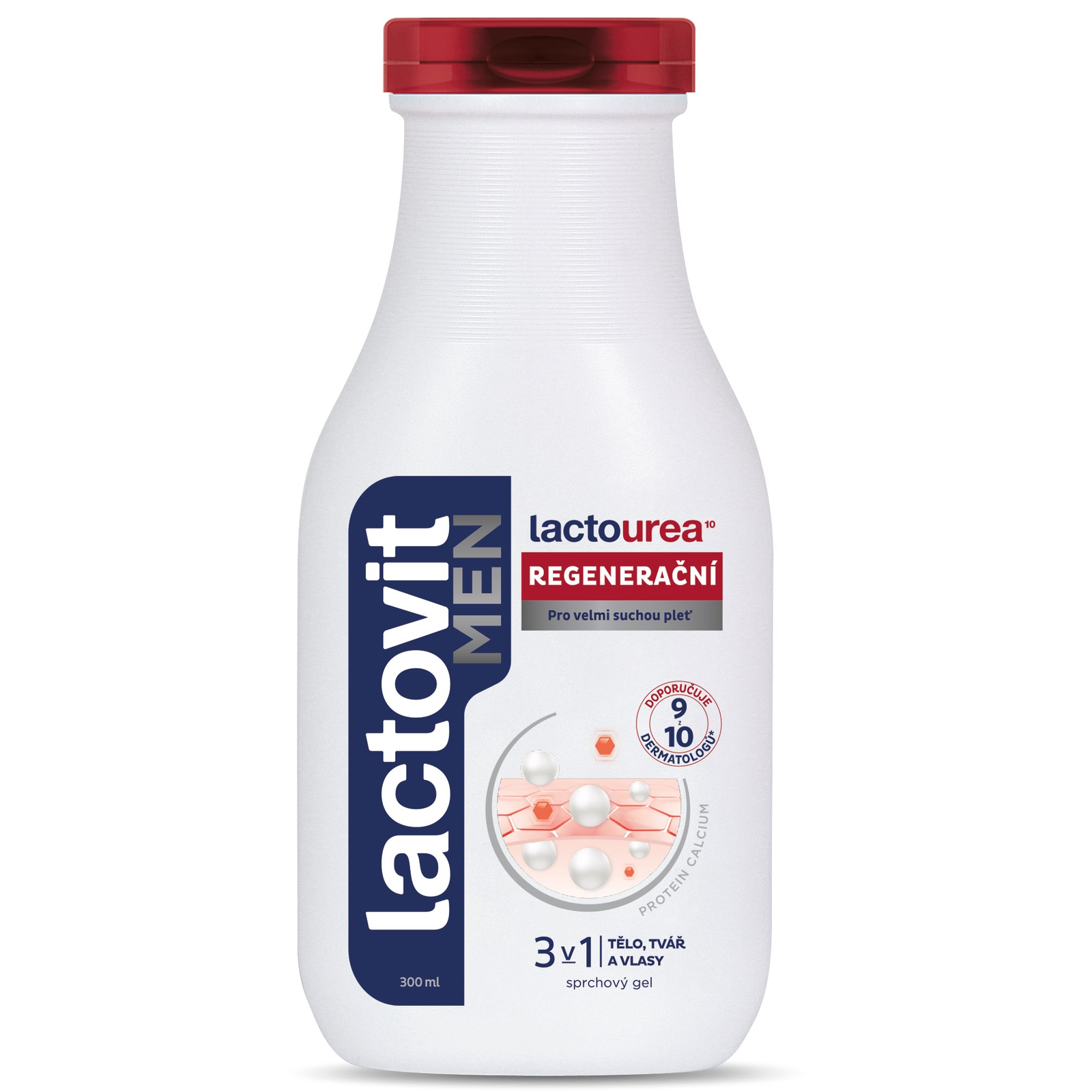 LACTOVIT Men Lactourea1° Regeneráló 3 az 1-ben tusfürdő 300 ml (8411135005297)
