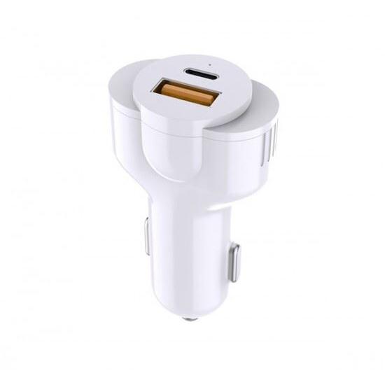 Phoner PH-CC58 autós gyorstöltő Type-C + USB PD 30W fehér (PH-CC58)