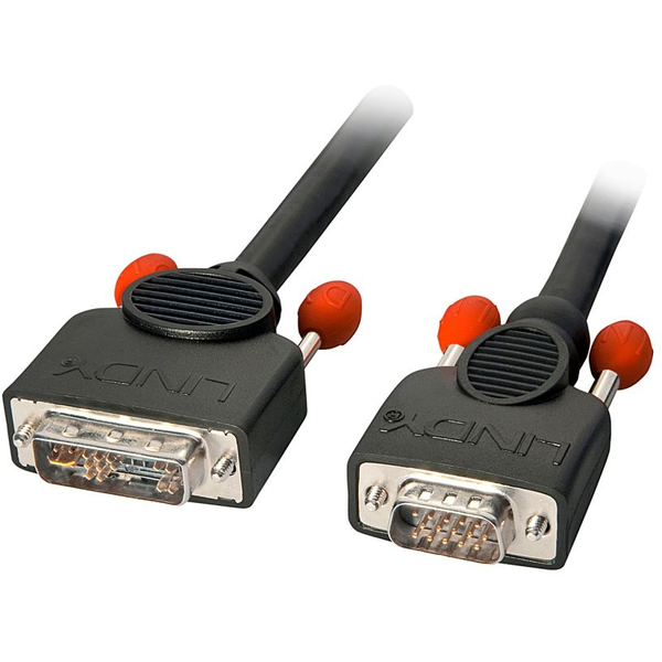 Lindy 41196 videokabel adapter 2 m DVI-I VGA (D-Sub) Sort