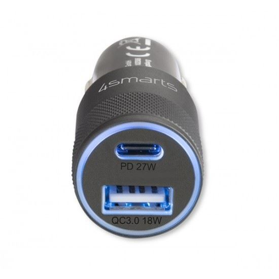 4smarts Rapid autós gyorstöltő Type-C  USB PD 27W szürke (4S464448)