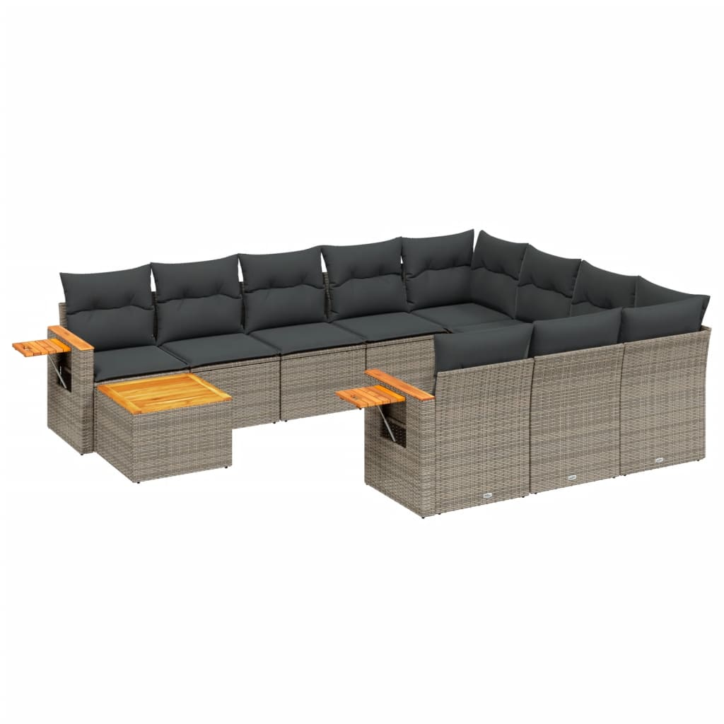 11 részes szürke polyrattan kerti ülőgarnitúra párnákkal (3227208)