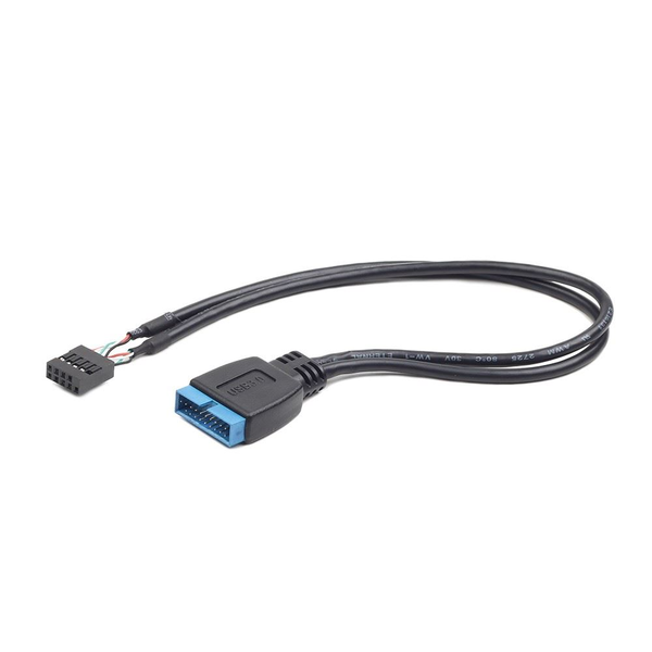 PC кабел и адаптер Gembird CC-U3U2-01, USB 2.0 9-пинов към USB 3.0 19-пинов, 30 см, черен