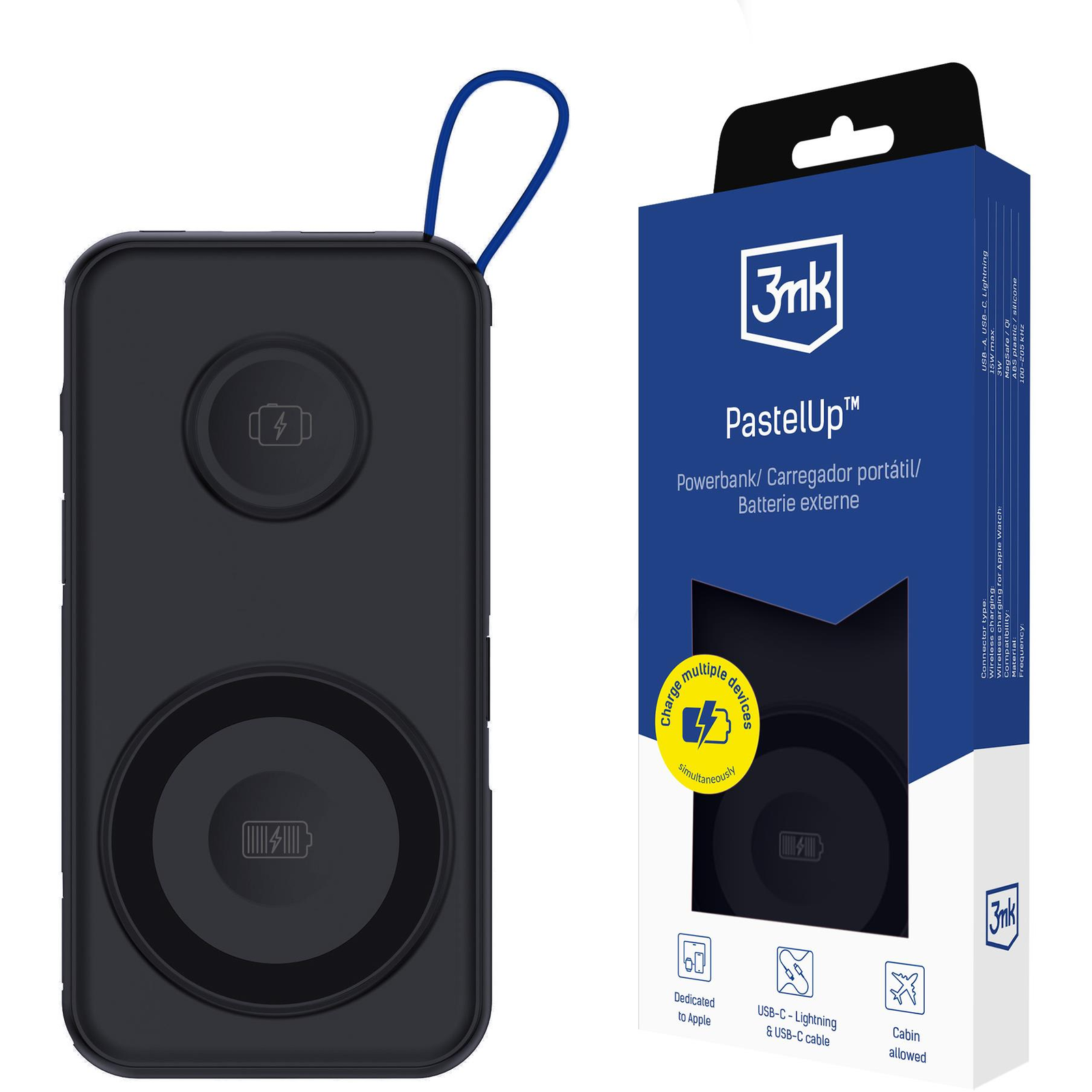 3MK PastelUp 10.000 mAh 22.5 W - fekete (5903108583176)