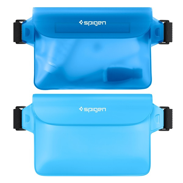 Univerzális sport övtáska, zárható, vízálló, Spigen Aqua Shield A620, világoskék - 2 db / csomag (8809896743686)
