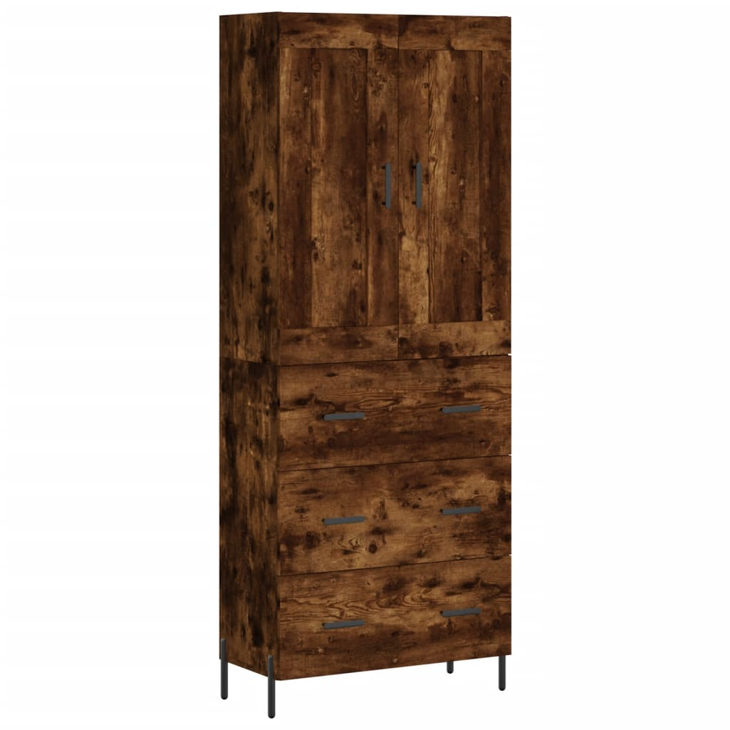 füstös tölgy színű szerelt fa magasszekrény 69,5 x 34 x 180 cm (3199758)