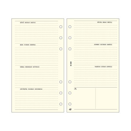 Saturnus S Kalendárium betétlap - Hetit tervező (10db) (S358)