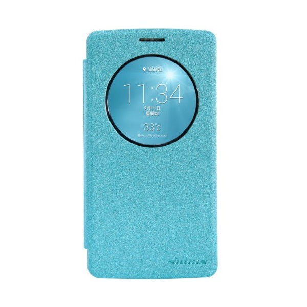 NILLKIN SPARKLE műanyag telefonvédő (mikroszálas bőr hatású aktív FLIP, oldalra nyíló) VILÁGOSKÉK [LG G3 S (D722)] (5996457493227)