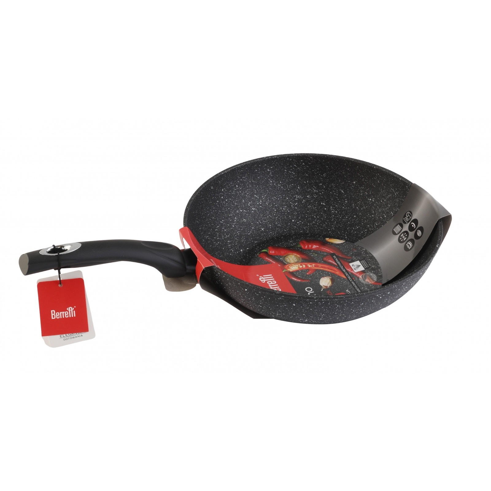 Berretti BR-6668 Tivano Wok serpenyő 28cm - Fekete (BR-6668)