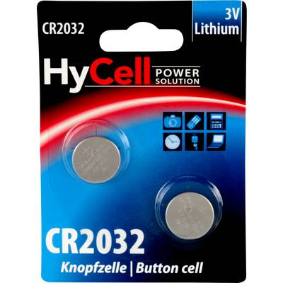 CR2032 lítium gombelem, 3 V, 200 mA, 2 db, HyCell BR2032, DL2032, ECR2032, KCR2032, KL2032, KECR2032, LM2032 (5020202)