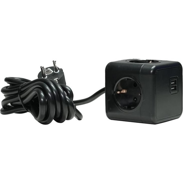 Kabel zasilający MicroConnect Microconnect GRUCUBE2USB-B3 rozgałęziacz 3 m 3 x gniazdo sieciowe Wewnętrzna Czarny