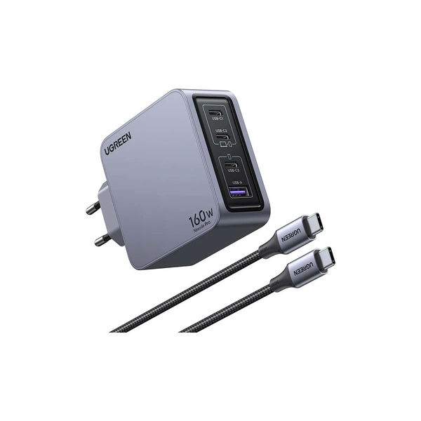 Ugreen Nexode Pro 160W GaN Charger with USB-C Cable Universale Nero, Grigio AC Ricarica rapida Interno
