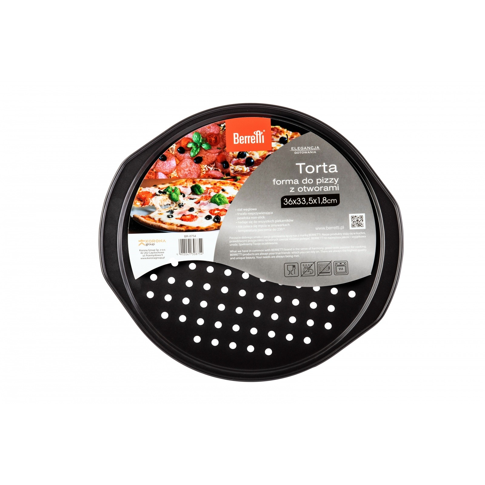 Berretti BR-8754 Pizza és torta Sütóforma ø 36 cm - Fekete (BR-8754)