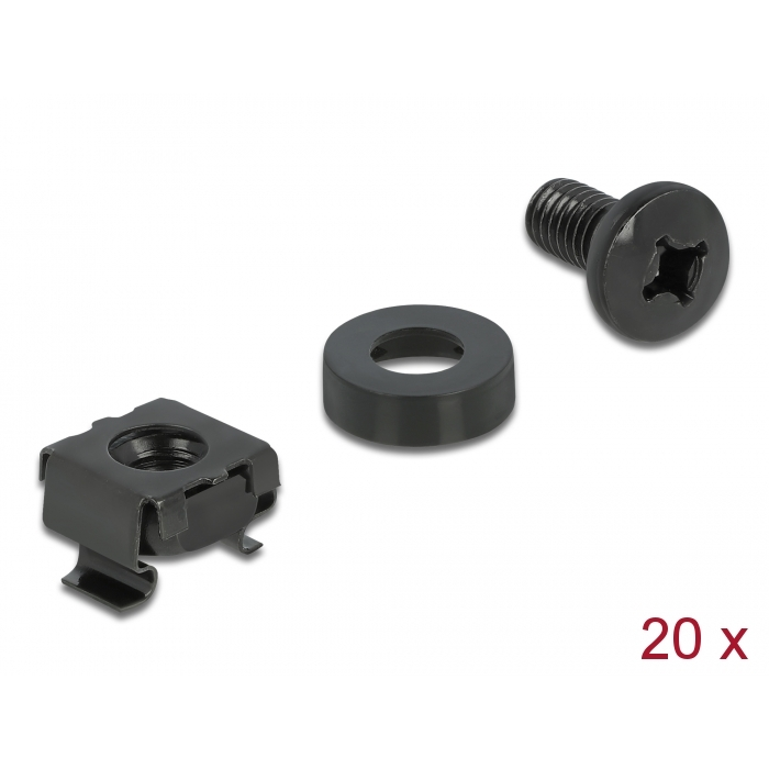 Delock Beszerelési készlet hálózati kabinethez, 20 db. Fekete (66548) (66548)