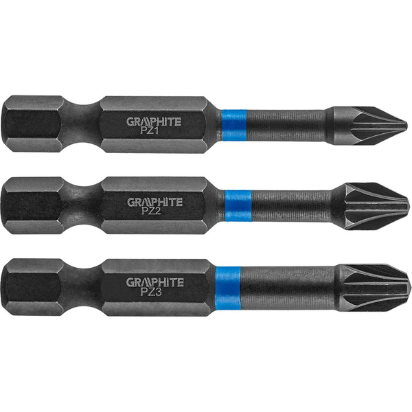 GRAPHITE 56H542 Torziós Ütvecsavarozó Bit PZ1/2/3X50mm, 3db