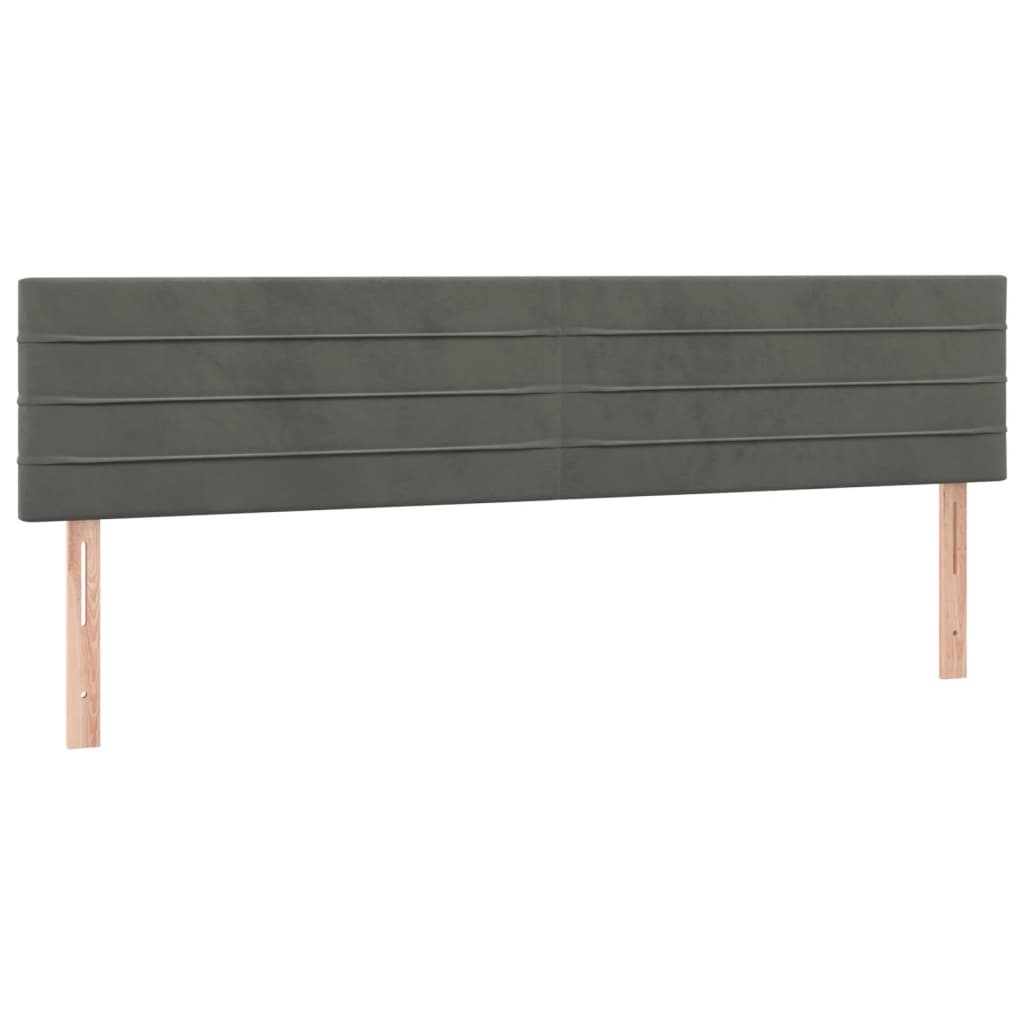 2 db sötétszürke bársony fejtámla 80 x 5 x 78/88 cm (346167)