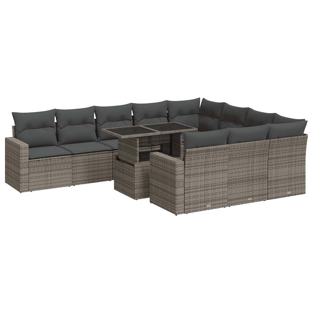 11 részes szürke polyrattan kerti ülőgarnitúra párnákkal (3326391)