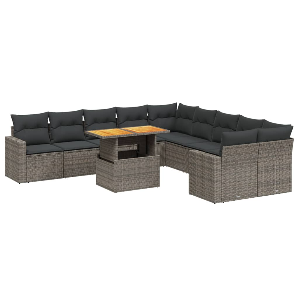 11 részes szürke polyrattan kerti ülőgarnitúra párnákkal (3271508)