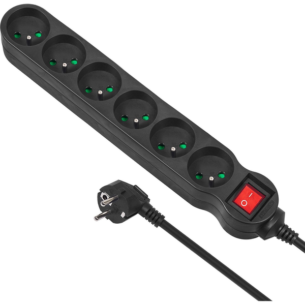 Regleta Maclean Energy Mce188 Cable De Extensión De 6 Tomas Con Interruptor