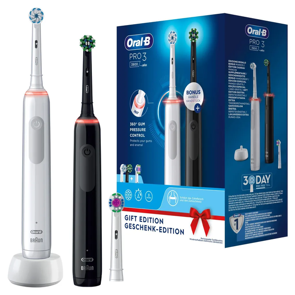 Oral-B elektrické zubní kartáčky Pro 3 – 3900 černý a bílý s designem od