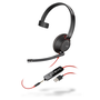 POLY Blackwire 5210 Слушалки Жичен Лента за глава Обаждания/музика USB Тип-A Черен, Червен