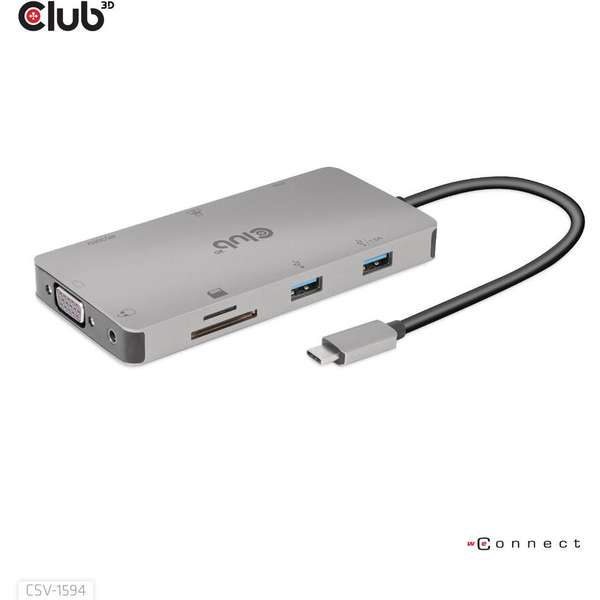 CLUB3D CSV-1594 stații de andocare și replicatoare de porturi pentru calculatoare portabile USB 3.2 Gen 1 (3.1 Gen 1) Type-C Negru, Gri